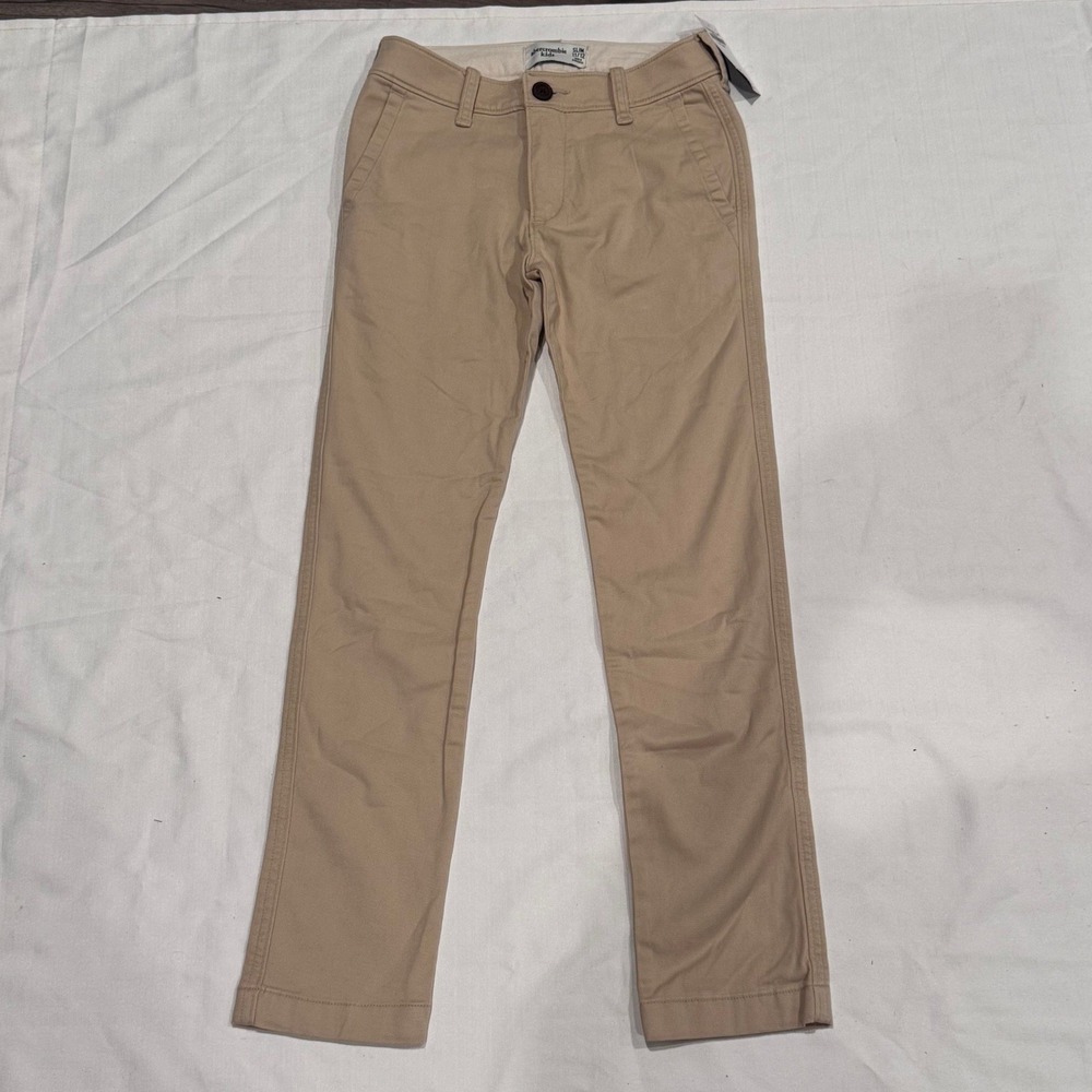 Abercrombie Kids Chino Pants Boys 11/12 Slim Khaki Tan Classic Preppy School